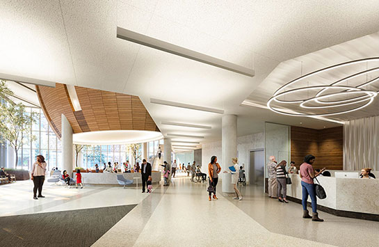 architectural rendering of the welcome atrium